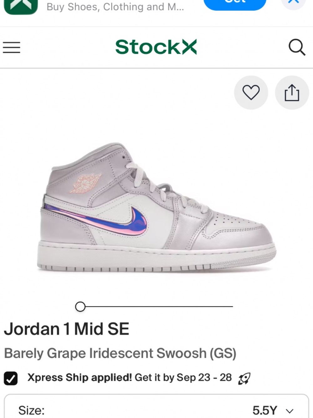 Air Jordan 1 Mid SE Barely Grape